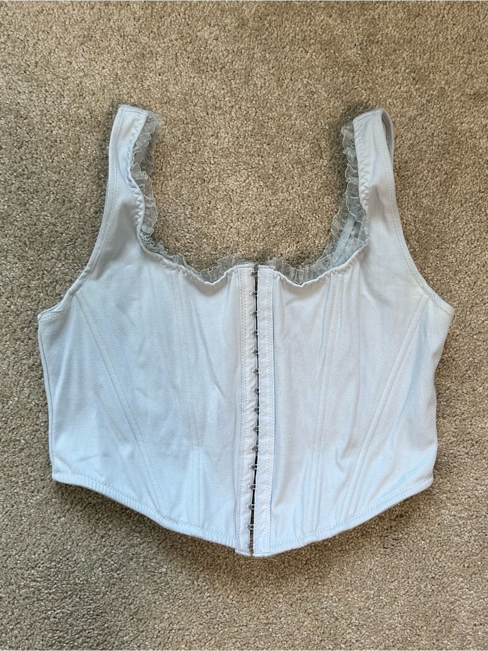 Altar’d State Baby Blue Lace-Trim Corset Top